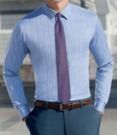 Slim Fit Spread Collar Stripe Herringbone Dress Shirt