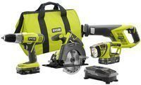 Ryobi 18-volt One+ Lithium-Ion Super Combo 4-Piece Kit