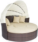 Outdoor Patio Brown Wicker Rattan w/ Retractable Canopy