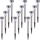 Oak Leef Stainless Steel 12-Pack Solar Pathway Lights