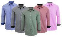 Men's Long Sleeve Gingham Plaid Dress Shirt