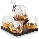 Royal Decanters Etched Globe Whiskey Decanter Set