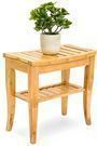 Bamboo Bathroom Shower Seat Bench Stool W/ Storage Shelf